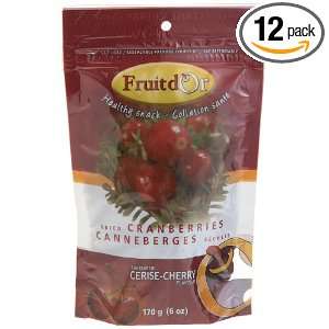 Fruit DOr Dried Cranberries Cherry Flavor 6 Ounce Pouches (Pack Of 12 