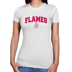  NCAA UIC Flames Ladies White Logo Arch Slim Fit T shirt 