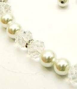 Chunky WHITE PEARL CRYSTAL NECKLACE SET Costume Jewelry