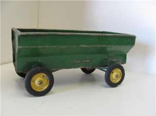 Old Vtg John Deere Pressed Steel ERTL? Toy Grain Wagon Trailer Farm 