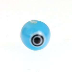  10mm Teal Blue with Black Dots Lampwork Glass Round Beads 