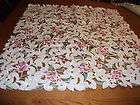 34 Inch Square Tablecloth Topper Beautiful Mauve Roses Cut Lace