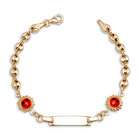 VistaBella 14k Yellow Gold Red Sun Charm Child ID Chain Bracelet