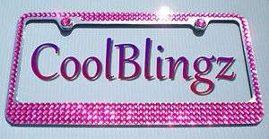 Hot Pink MEGA BLING Rhinestone License Plate Frame +Cps  