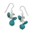   Turquoise Nugget and Chip Drop French Wire Earrings Height 34mm