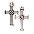   Silver Plated Lead Free Pewter Christian Rope Cross Pendant 20mm (1