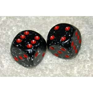  Black With Red Dots Speckled Dice Pair 
