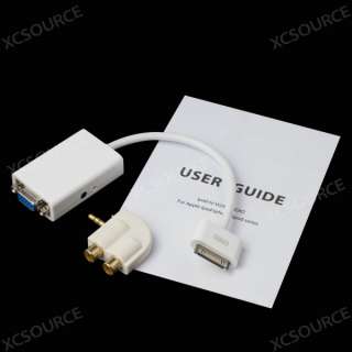 Dock Connector to VGA Adapter Audio output for iPad 1 2 iPhone 3GS 4 