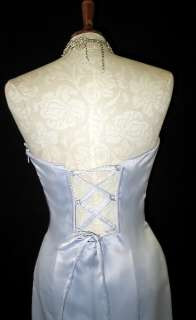 NWT Jessica McClintock Silver Satin Mermaid Dress Gown Size 5  