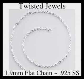925 Sterling Silver 1.9mm Flat Cable Chain ~ 1 Foot  