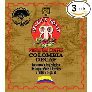 Reggies Roast Colombia Decaffeinated Whole Bean Coffee, 12 Ounce Cans 