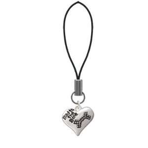 Antiqued Bad to the Bone Heart Cell Phone Charm [Jewelry 