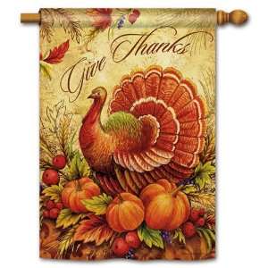  Give Thanks Turkey House Flag Patio, Lawn & Garden