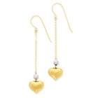 goldia 14k Gold Diamond cut Puff Heart Dangle Earrings