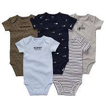Carters Boys 5 Pack Bodysuits   Blue & Navy (12 Months)   Carters 
