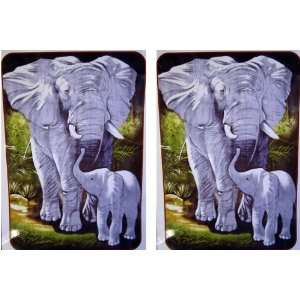 Mother and Baby Elephant Queen Size Mink Style Blanket Set of 2 