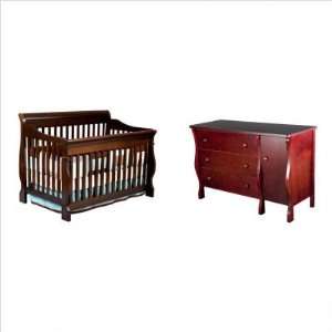  Bundle 01 Canton 4 in 1 Convertible Crib Set in Espresso 