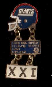 NY Giants superbowl xxi Lions Club hanging pin  