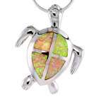 Sabrina Silver Sterling Silver Hawaiian Sea Turtle Pendant, Inlaid w 