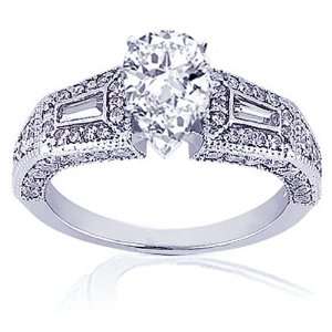 35 Ct Pear Shaped Diamond Engagement Ring In Pave Setting 14K SI2 
