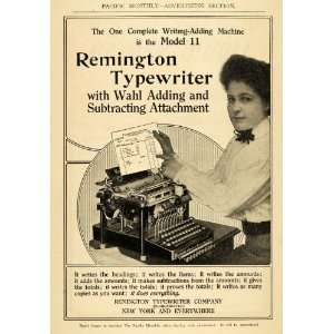  1910 Ad Remington Typewriter Model 11 Wahl Adding Type 