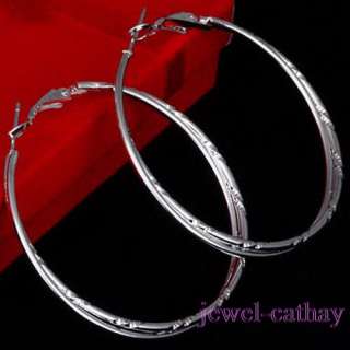 50mm 2pcs Silver Plated Round Twist thin Earring Loop  