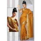 indian selections mustard art silk saree sari fabric india golden