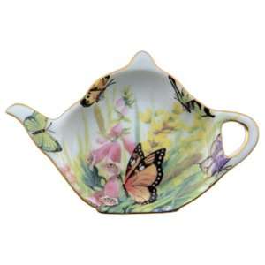  Butterfly and Tube Flowers Tea Bag Holder   Set of 2 