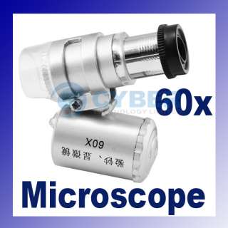 Mini Jeweler Loupe LED Light 60X Magnifier Microscope  