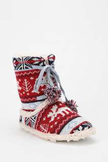 UrbanOutfitters  Red Moose Lace Up Fair Isle Sweater Slipper
