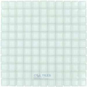 Optimal tile   1 x 1 glossy thick glass mosaic in super white