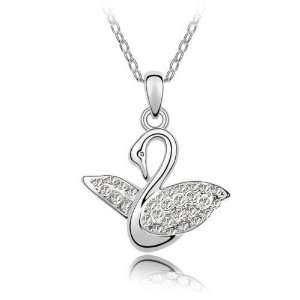  Chip Unlimited   Clear Crystal Swan Song Pendant with 18in 18k White 