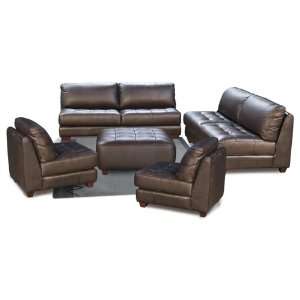 Zen All Leather Collection Furniture Set with Two Chairs  