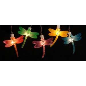  Battery Operated LED Dragonfly Garden Patio Umbrella Lights with Timer