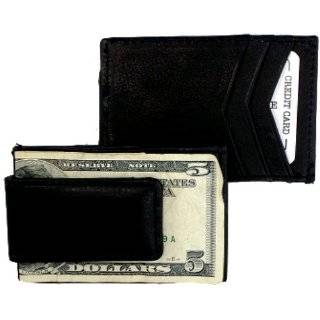Leather Money Clip & Credit Card Holder   Style 1010R Black