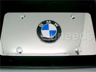 BMW Logo EMBLEM on Mirror Stainless Steel License Plate