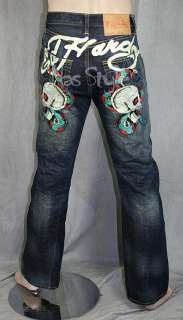 Ed Hardy Mens Skull Snake embroidered Jeans AUTHENTIC  