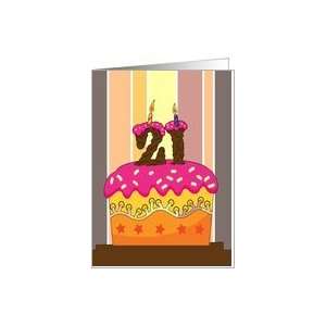   cake with candle 21   21st birthday greeting card Card Toys & Games