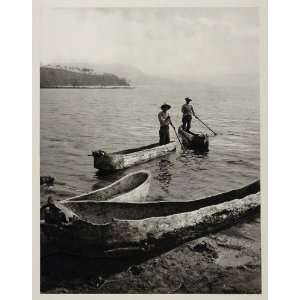  1931 Log Boats Lago Lake Ilopango El Salvador UNUSUAL 