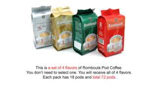 Belgian Coffee Pod Rombouts 4 flavor 72 pods for Senseo  