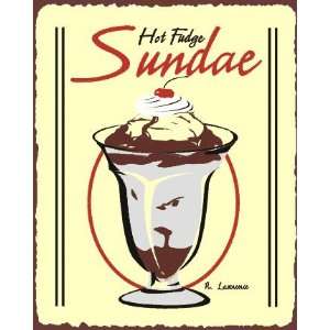  Hot Fudge Sundae Vintage Metal Art Ice Cream Shop Retro 