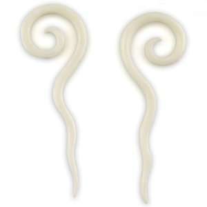   Spiral White Bone Earrings   Gauge 3mm / 8g Evolatree Jewelry
