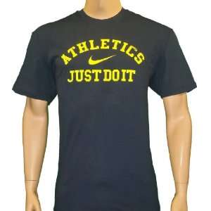  Nike Mens T Shirt Just do It Athletics Navy Blue Sports 