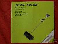 Stihl KW 85 Power Sweep Instruction Manual Owner 2001  