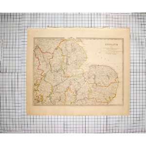   WALKER ANTIQUE MAP c1790 c1900 ENGLAND NORFOLK BEDFORD