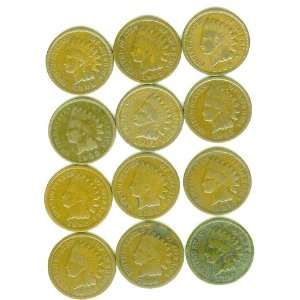  1886 1908 Dozen Indian Head Pennies 