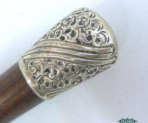 Fine Sterling Silver Walking Stick Cane Birmingham 1896  