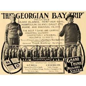 1907 Ad Georgian Bay Fishing Trip Grand Trunk Railway   Original Print 