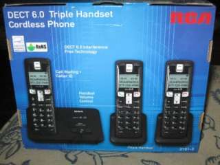 RCA dect 6.0 triple handset cordless phones black NEW  