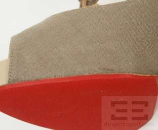   Louboutin Taupe Canvas Circonvolu 120mm Cutout Sandals Size 39 NEW